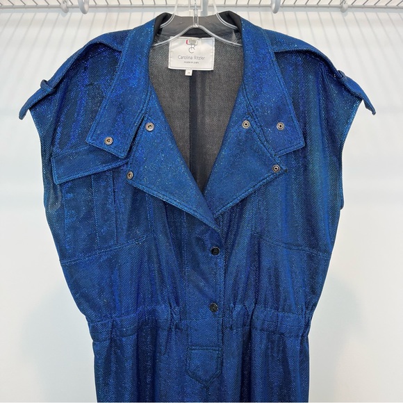 Carolina Ritzler Retro Blue Cap Sleeve Jumpsuit - Picture 3 of 16